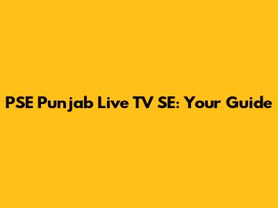 PSE Punjab Live TV SE: Your Guide