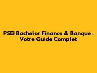 PSEI Bachelor Finance & Banque : Votre Guide Complet