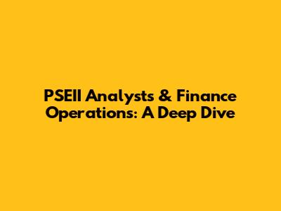 PSEII Analysts & Finance Operations: A Deep Dive