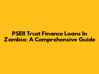 PSEII Trust Finance Loans In Zambia: A Comprehensive Guide