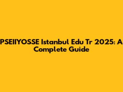 PSEIIYOSSE Istanbul Edu Tr 2025: A Complete Guide