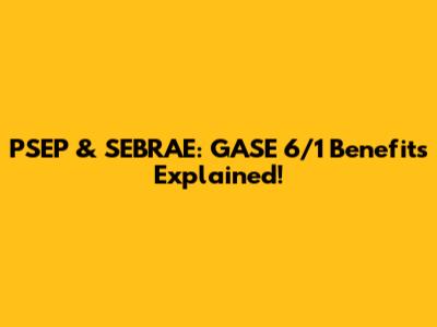 PSEP & SEBRAE: GASE 6/1 Benefits Explained!