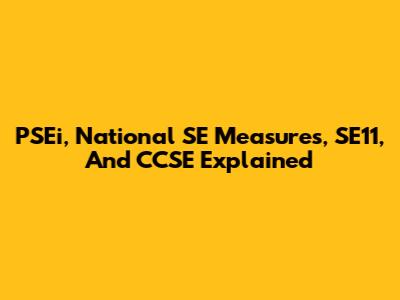 PSEi, National SE Measures, SE11, And CCSE Explained