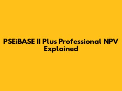 PSEiBASE II Plus Professional NPV Explained