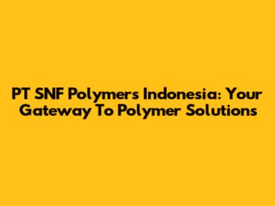 PT SNF Polymers Indonesia: Your Gateway To Polymer Solutions