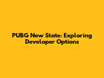 PUBG New State: Exploring Developer Options
