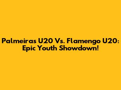 Palmeiras U20 Vs. Flamengo U20: Epic Youth Showdown!