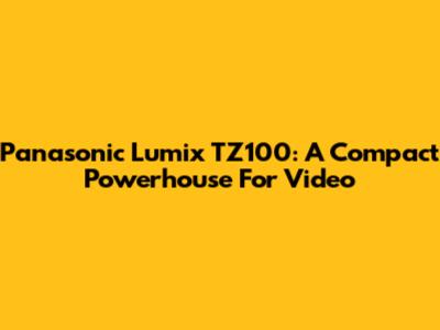 Panasonic Lumix TZ100: A Compact Powerhouse For Video
