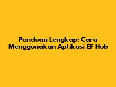 Panduan Lengkap: Cara Menggunakan Aplikasi EF Hub