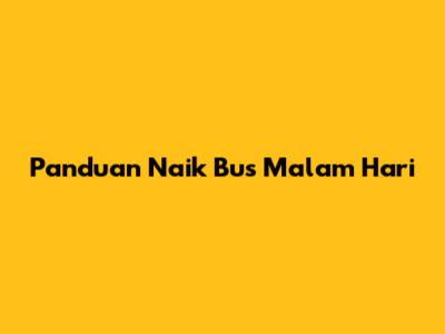 Panduan Naik Bus Malam Hari