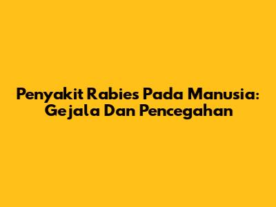 Penyakit Rabies Pada Manusia: Gejala Dan Pencegahan