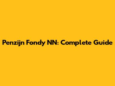 Penzijn Fondy NN: Complete Guide