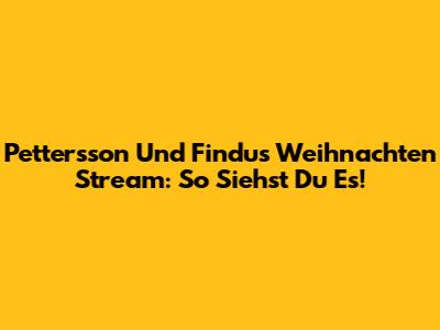 Pettersson Und Findus Weihnachten Stream: So Siehst Du Es!