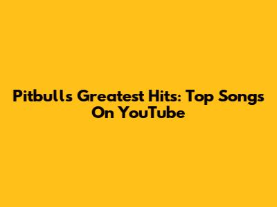 Pitbull's Greatest Hits: Top Songs On YouTube