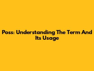 Poss: Understanding The Term And Its Usage
