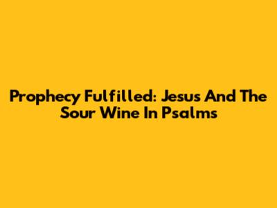 Prophecy Fulfilled: Jesus And The Sour Wine In Psalms