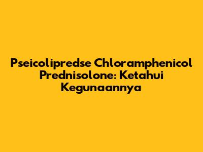 Pseicolipredse Chloramphenicol Prednisolone: Ketahui Kegunaannya