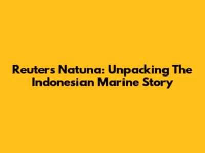 Reuters Natuna: Unpacking The Indonesian Marine Story