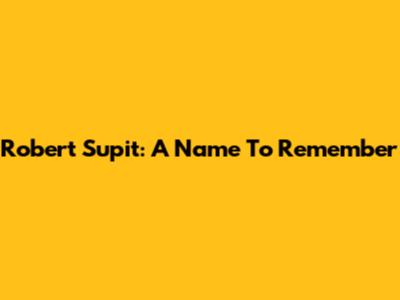 Robert Supit: A Name To Remember