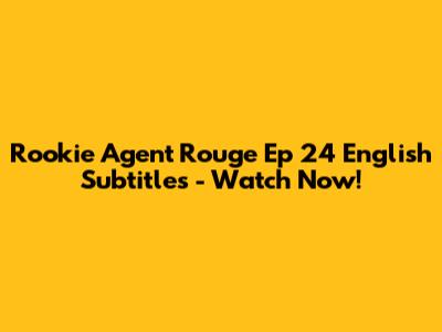 Rookie Agent Rouge Ep 24 English Subtitles - Watch Now!