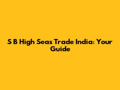 S B High Seas Trade India: Your Guide