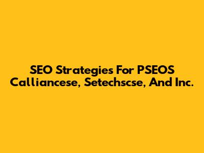 SEO Strategies For PSEOS Calliancese, Setechscse, And Inc.