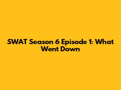 SWAT Season 6 Episode 1: What Went Down