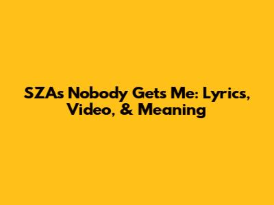 SZA's 'Nobody Gets Me': Lyrics, Video, & Meaning