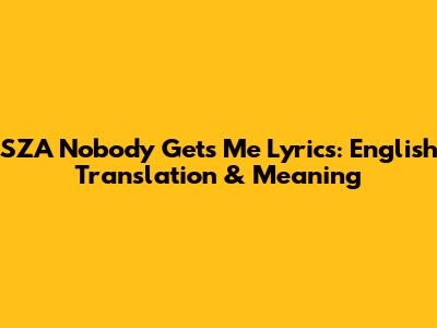 SZA "Nobody Gets Me" Lyrics: English Translation & Meaning