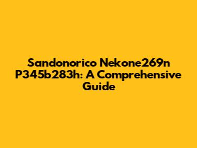 Sandonorico Nekone269n P345b283h: A Comprehensive Guide