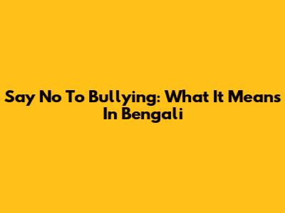Say No To Bullying: What It Means In Bengali
