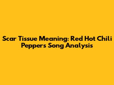 Scar Tissue Meaning: Red Hot Chili Peppers Song Analysis