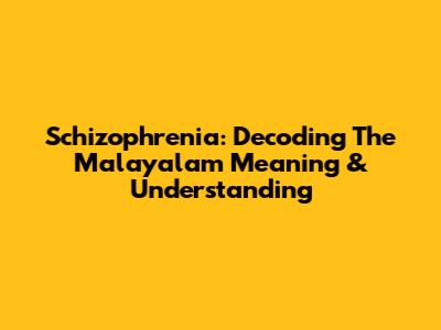 Schizophrenia: Decoding The Malayalam Meaning & Understanding