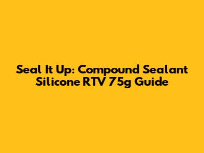 Seal It Up: Compound Sealant Silicone RTV 75g Guide