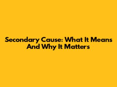 Secondary Cause: What It Means And Why It Matters