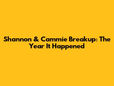 Shannon & Cammie Breakup: The Year It Happened