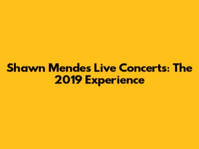 Shawn Mendes Live Concerts: The 2019 Experience