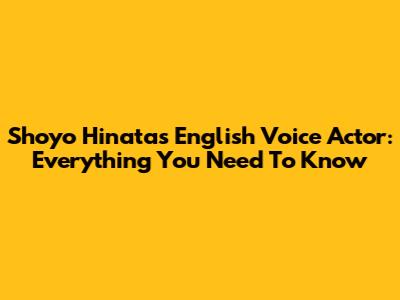 Shoyo Hinata's English Voice Actor: Everything You Need To Know