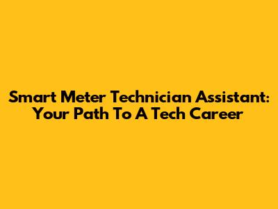 Smart Meter Technician Assistant: Your Path To A Tech Career