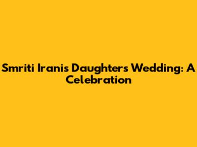 Smriti Irani's Daughter's Wedding: A Celebration