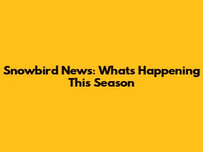 Snowbird News: What's Happening This Season