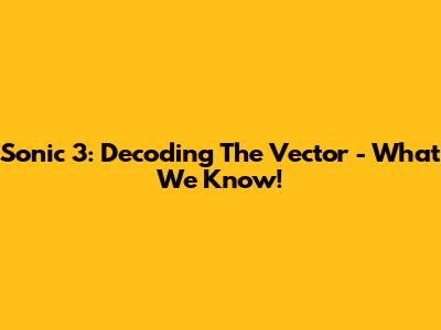 Sonic 3: Decoding The Vector - What We Know!