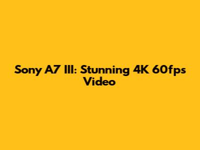 Sony A7 III: Stunning 4K 60fps Video