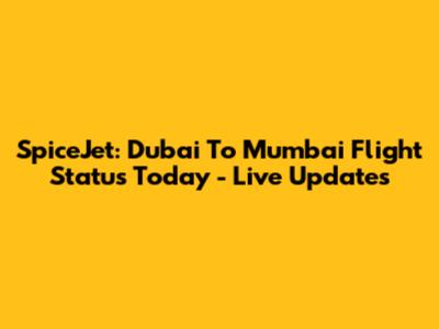 SpiceJet: Dubai To Mumbai Flight Status Today - Live Updates