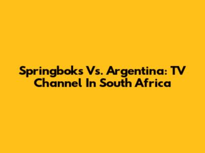 Springboks Vs. Argentina: TV Channel In South Africa