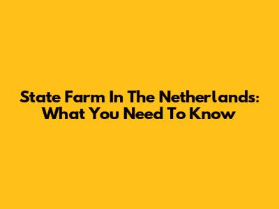 State Farm In The Netherlands: What You Need To Know