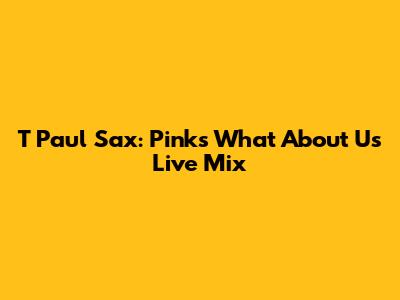 T Paul Sax: Pink's 'What About Us' Live Mix