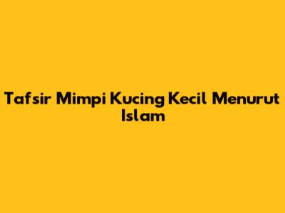 Tafsir Mimpi Kucing Kecil Menurut Islam