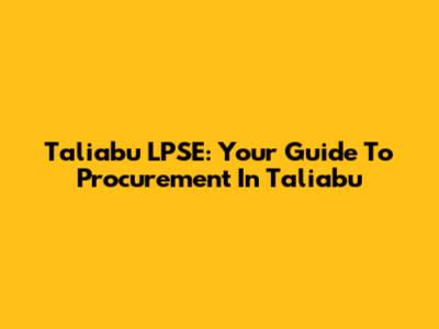 Taliabu LPSE: Your Guide To Procurement In Taliabu