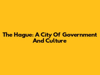 The Hague: A City Of Government And Culture